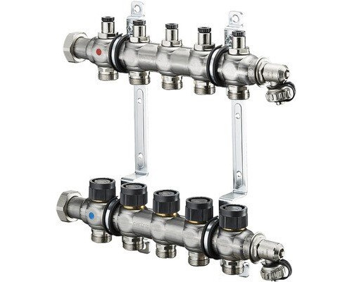 Купить в Москве и области Группа коллекторная Multidis SF 1" на 5 контуров 3/4" ЕК со встроенными регулирующими вставками Oventrop