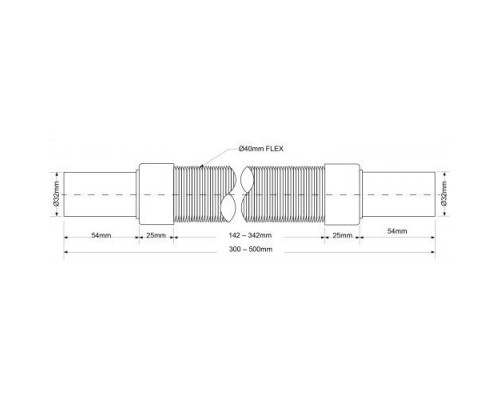 Купить в Москве и области Труба гофрированная 310-500 мм, 40 мм, вход/выход 32 мм McAlpine